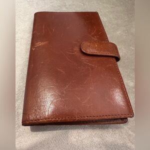 Vintage Danier Italian Leather Trifold Wallet Brown Polished ID Cards Classic